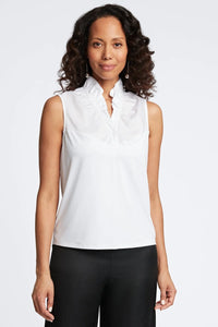 Ruffle Collar Layering Tank, White