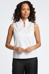 Ruffle Collar Layering Tank, White