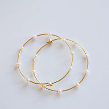 Gold Plated Spaced Pearl Hoop
