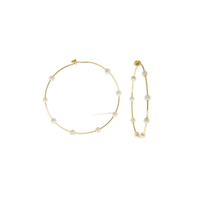 Gold Plated Spaced Pearl Hoop
