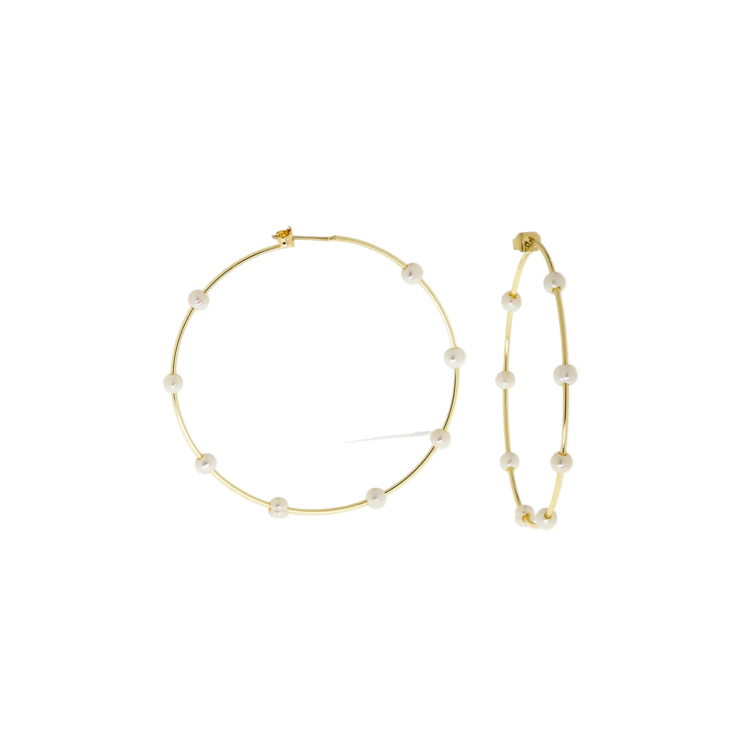 Gold Plated Spaced Pearl Hoop