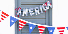 America Ticking Linen Puffy Banner