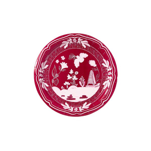 Pavilion Salad and Dessert Paper Plates, Maroon & Ballet Pink [8 Per Pack]