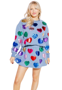 Dusty Blue Rainbow Foil Heart Sweatshirt