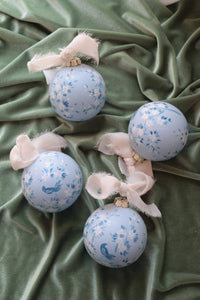 Hand-Painted Ceramic Ornament, Chinoiserie Blue Tree & Bird