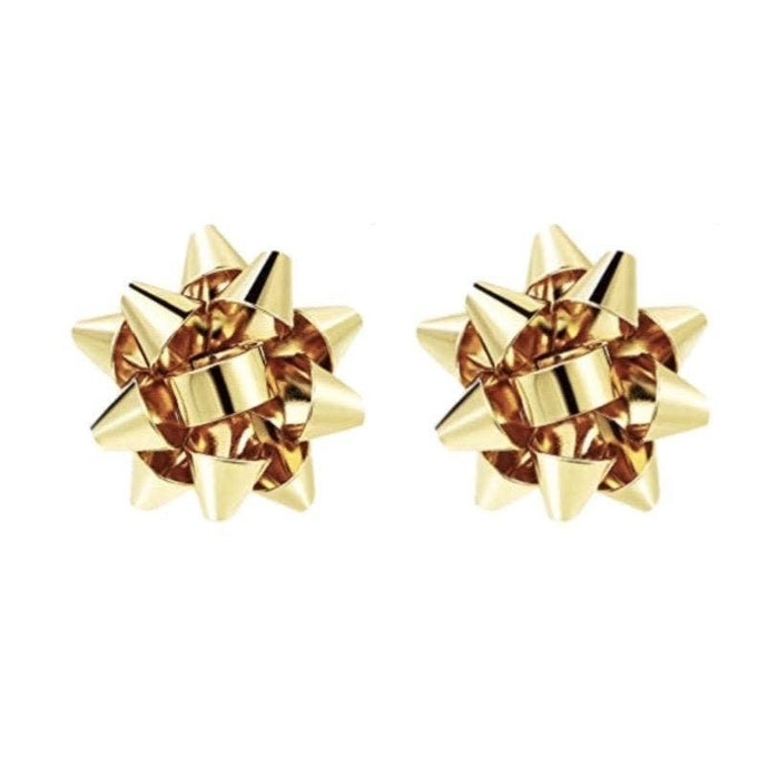 Gold Present Bow Stud Earrings