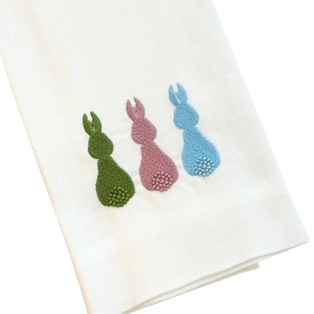 Bunny Trio Linen Tea Towel