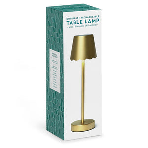 Gold Scalloped Edge Cordless Table Lamp