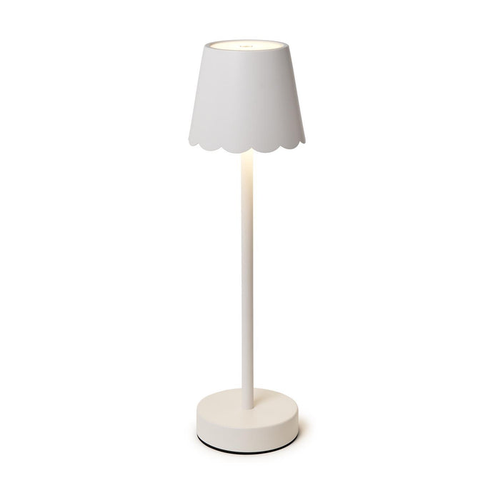 White Scalloped Edge Cordless Table Lamp