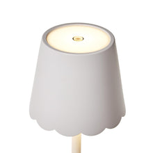 White Scalloped Edge Cordless Table Lamp