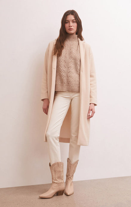 Mason Knit Coat, Light Oatmeal Heather