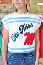 White, Powder Blue & Red Ole Miss Short Sleeve Top