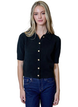 Short Sleeve Button Front Cardi, Black