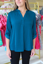 Lagoon Cuffed Button Blouse