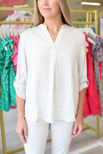 Oyster Cuffed Button Blouse