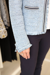 Indigo Fringe Knit Jacket