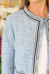 Indigo Fringe Knit Jacket