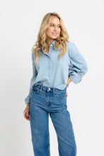 Chambray Denim Button Up Top