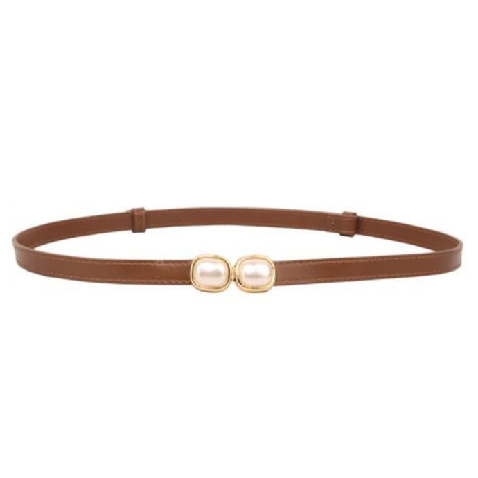Pearl Buckle Belt, Brown