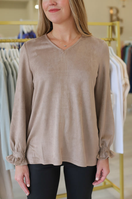 Abigail Suede Top, Khaki