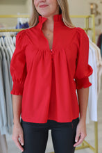 Smocked Sleeve Top, Red