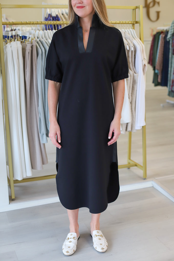 Poppy Caftan, Black Ponte