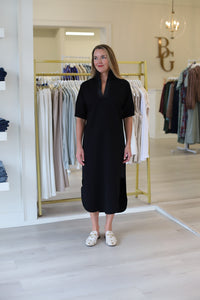 Poppy Caftan, Black Ponte