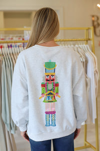 Grey Colorblock Drummer Nutcracker Sweatshirt