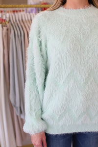 Textured Zig Zag Sweater, Mint