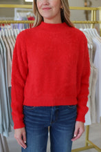 Textured Crew Neck Sweater, Red