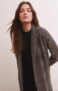 Mason Houndstooth Knit Coat, Black