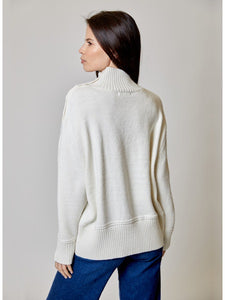 Cream Mock Neck Sweater with Buttons