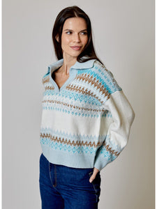 V-Neck Polo Fairisle Sweater