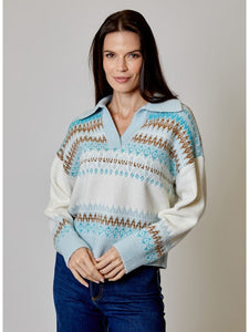 V-Neck Polo Fairisle Sweater