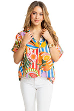 Tropical Fruit V-Neck Top