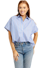 Stripe Poplin V-Neck Signature Top