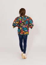 Retro Floral Garden Button Up Ruffle Top