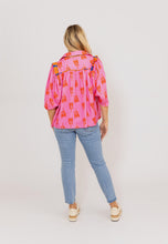 Mixed Floral Colorblock Ruffle Top