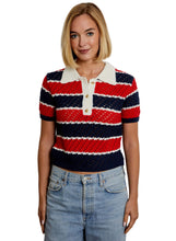 Navy + Red Striped Polo