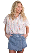 French Multi Floral V-Neck Signature Top