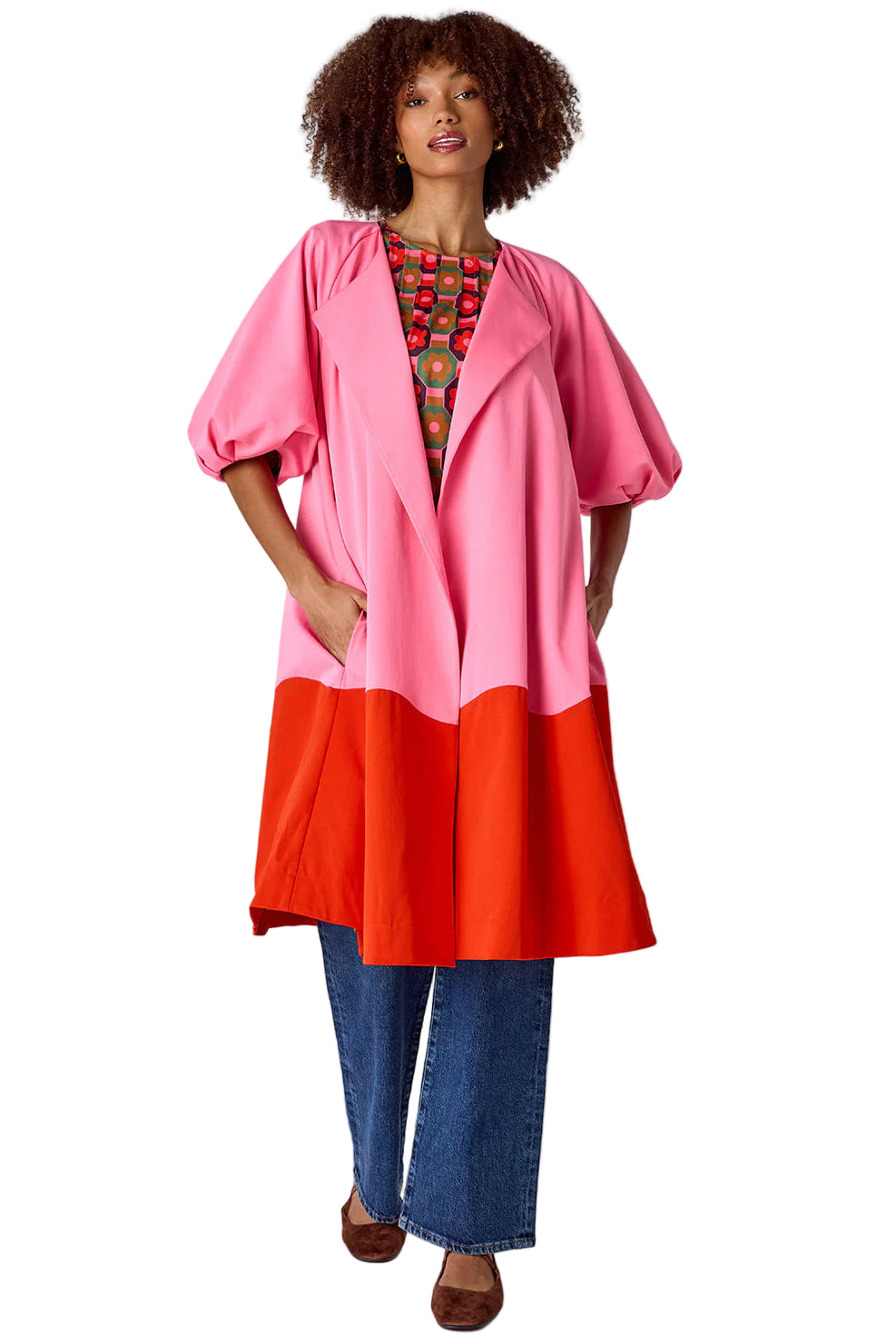 Taryn Coat, Pink Colorblock