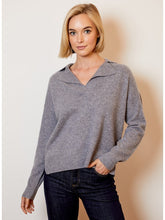 Notched Collar Cashmere V-Neck Sweater