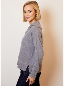 Notched Collar Cashmere V-Neck Sweater