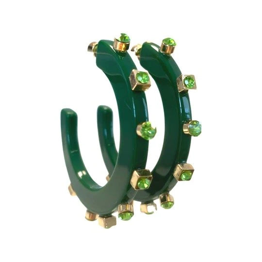 Small City Girl Jewel Hoop, Emerald