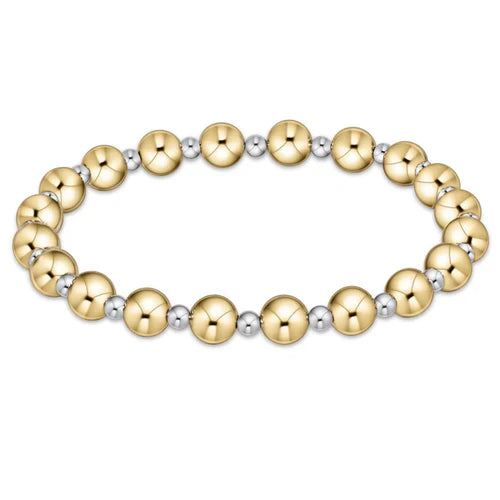 Classic Grateful Pattern 6mm Bead Bracelet, Mixed Metal