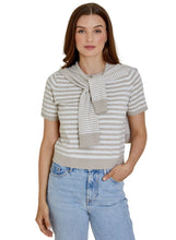 Tan Stripe Knit With Faux Cardi