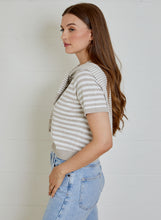 Tan Stripe Knit With Faux Cardi