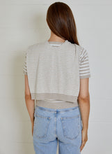 Tan Stripe Knit With Faux Cardi