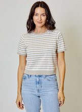Tan Stripe Knit With Faux Cardi