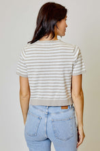 Tan Stripe Knit With Faux Cardi